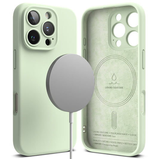 MagSafe-hoesje voor Apple iPhone 16 Pro, Ringke, Siliconen, Lichtgroen