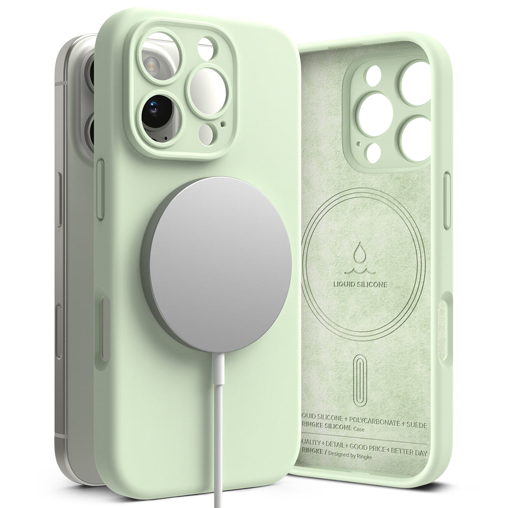 MagSafe-hoesje voor Apple iPhone 16 Pro, Ringke, Siliconen, Lichtgroen