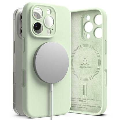 MagSafe-hoesje voor Apple iPhone 16 Pro, Ringke, Siliconen, Lichtgroen