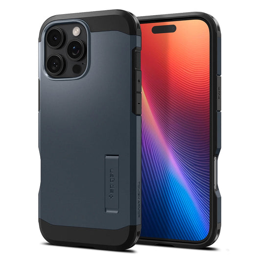 MagSafe hoesje voor Apple iPhone 16 Pro, Spigen, Tough Armor, Blauw ACS08147