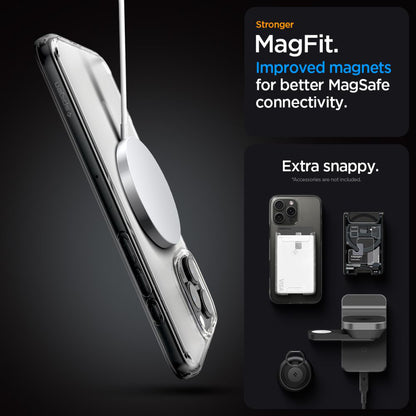 Hoes MagSafe voor Apple iPhone 16 Pro, Spigen, Ultra Hybrid, Satijn Transparant ACS08133
