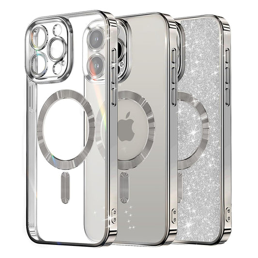 MagSafe-hoesje voor Apple iPhone 16 Pro, Techsuit, Luxury Glitter, Zilver