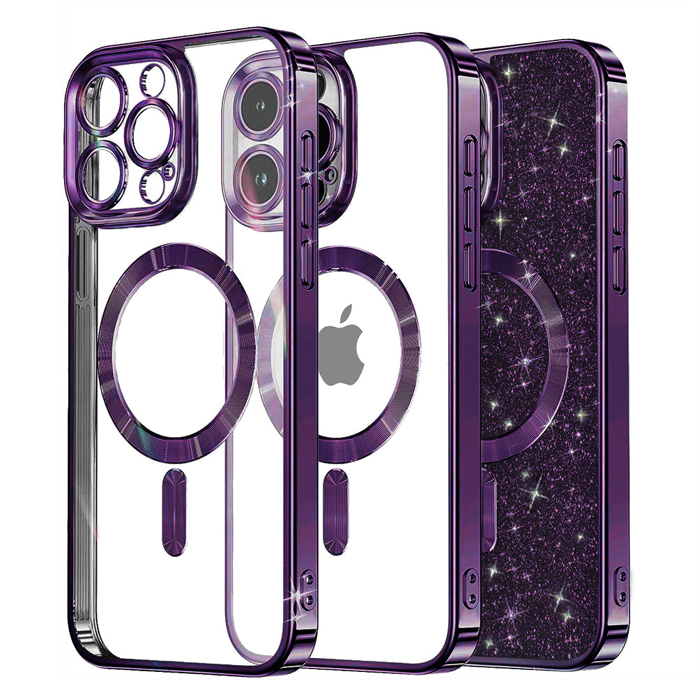 MagSafe-hoesje voor Apple iPhone 16 Pro, Techsuit, Luxury Glitter, Donkerpaars