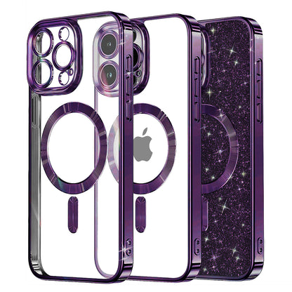 MagSafe-hoesje voor Apple iPhone 16 Pro, Techsuit, Luxury Glitter, Donkerpaars
