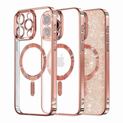 MagSafe-hoesje voor Apple iPhone 16 Pro, Techsuit, Luxury Glitter, Roze Goud