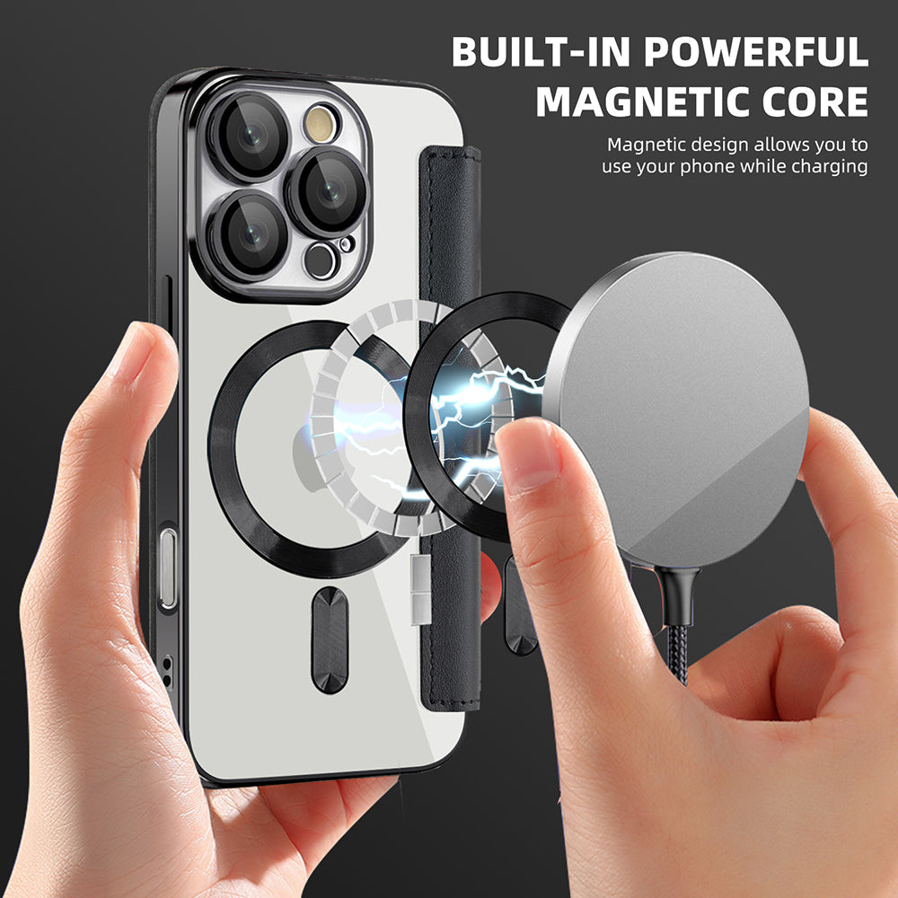 MagSafe-hoes voor Apple iPhone 16 Pro, Techsuit, SmartMag Book, Zwart