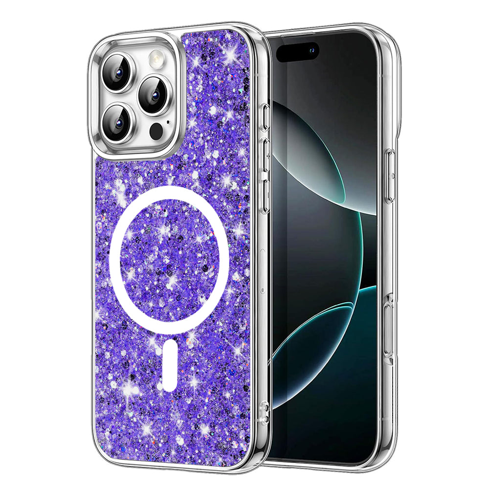 MagSafe-hoesje voor Apple iPhone 16 Pro, Techsuit, Sparkly Glitter, Paars