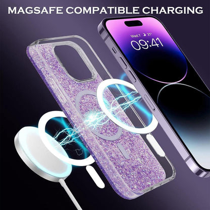 MagSafe-hoesje voor Apple iPhone 16 Pro, Techsuit, Sparkly Glitter, Paars