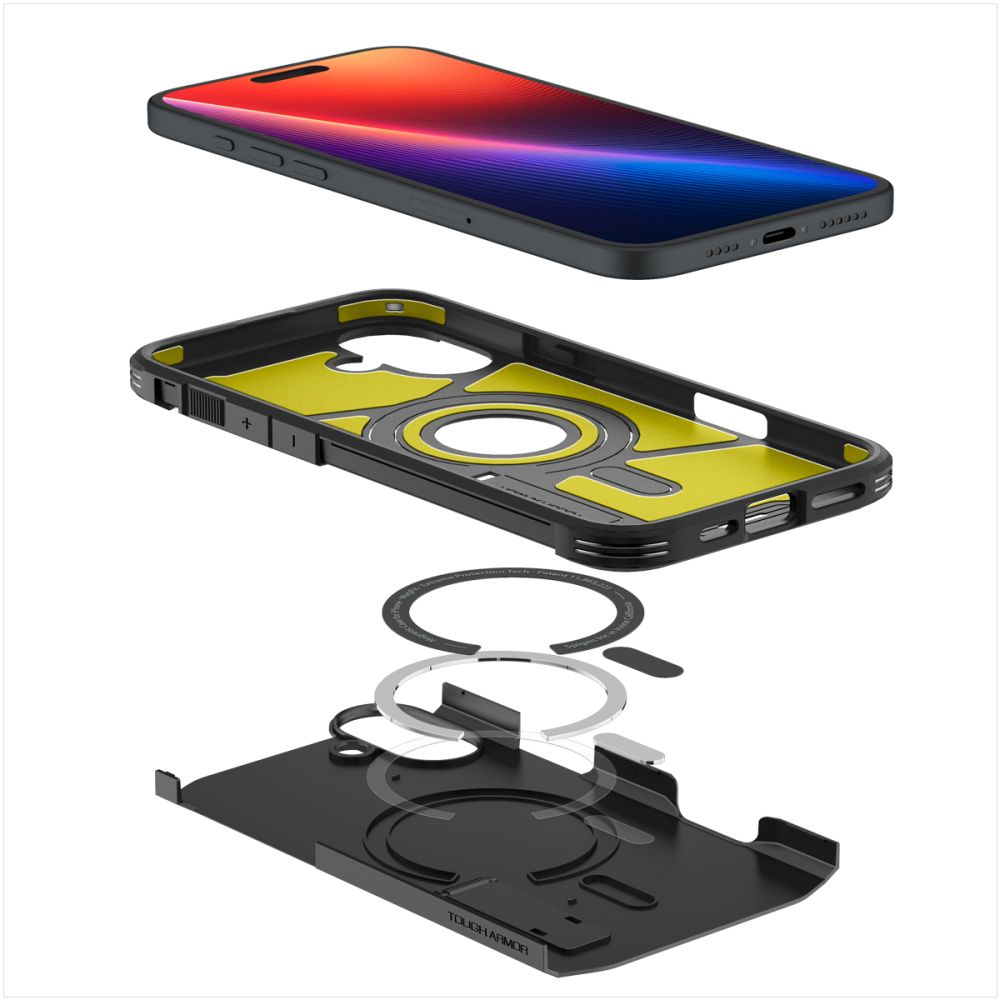 MagSafe-hoesje voor Apple iPhone 16, Spigen, Tough Armor, Zwart ACS08216