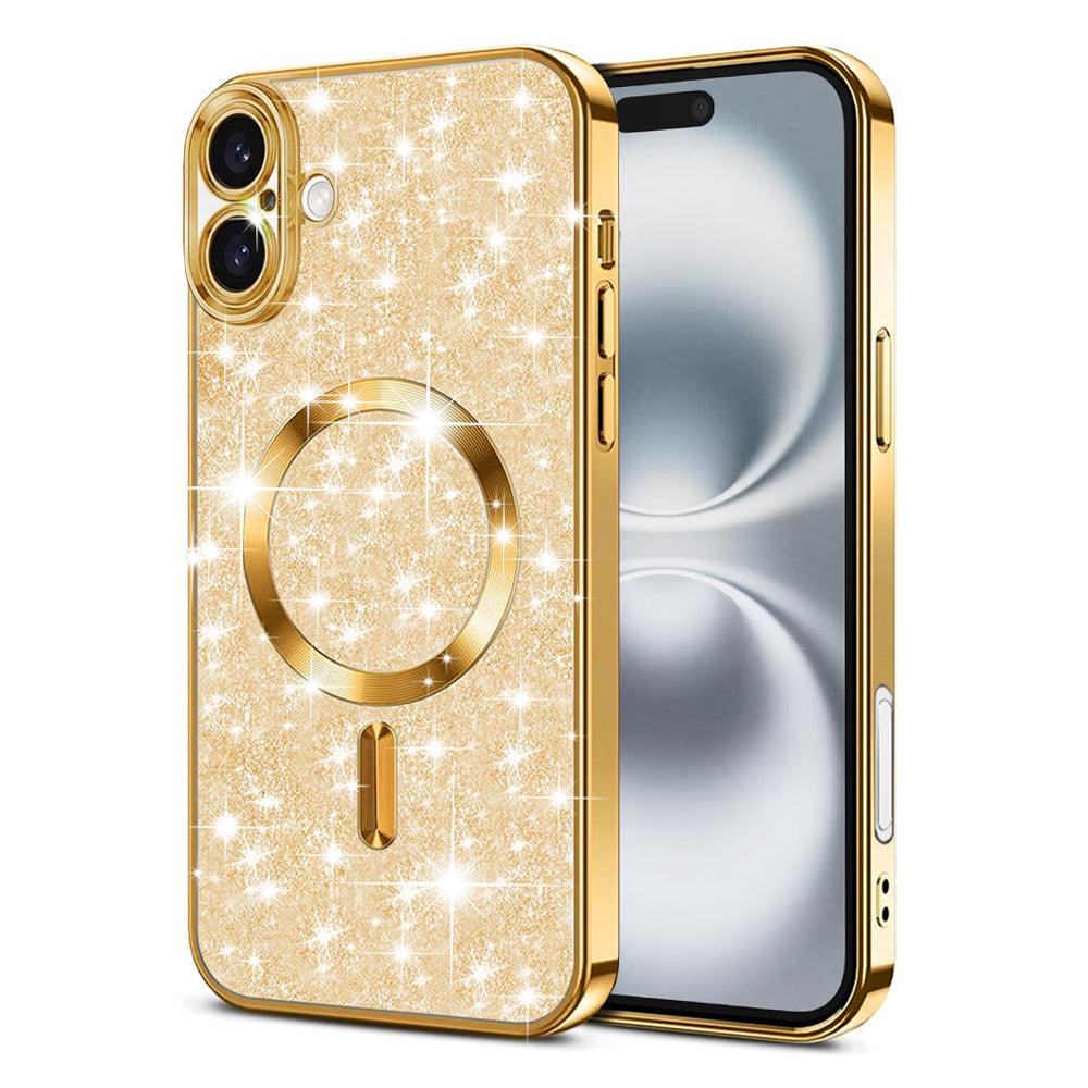 MagSafe-hoesje voor Apple iPhone 16, Techsuit, Luxury Glitter, Goudkleurig