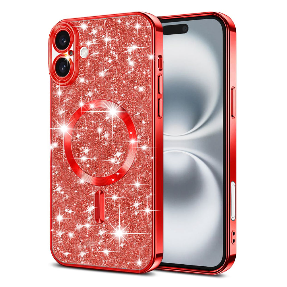 MagSafe-hoesje voor Apple iPhone 16, Techsuit, Luxury Glitter, Rood