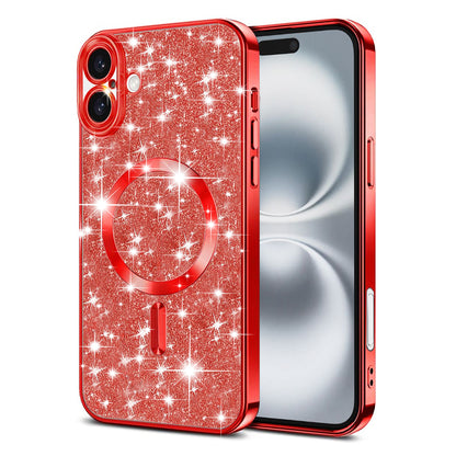 MagSafe-hoesje voor Apple iPhone 16, Techsuit, Luxury Glitter, Rood