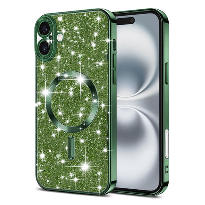 MagSafe Case for Apple iPhone 16, Techsuit, Luxury Glitter, Dark Green
