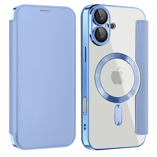 MagSafe Case for Apple iPhone 16, Techsuit, SmartMag Book, Blue