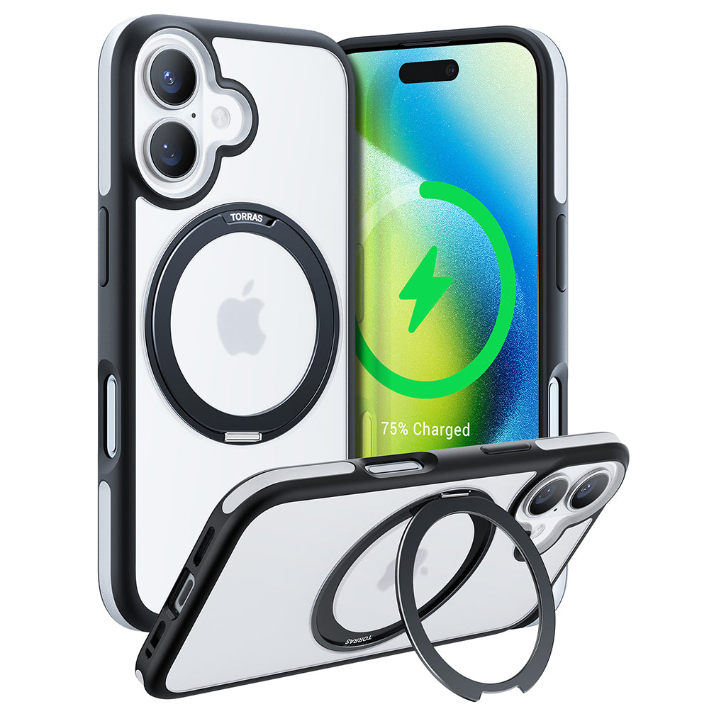 MagSafe hoes voor Apple iPhone 16, Torras, Ostand R Fusion, Zwart