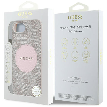 MagSafe hoesje voor Apple iPhone 16e, Guess, 4G Circle Classic Logo, Roze