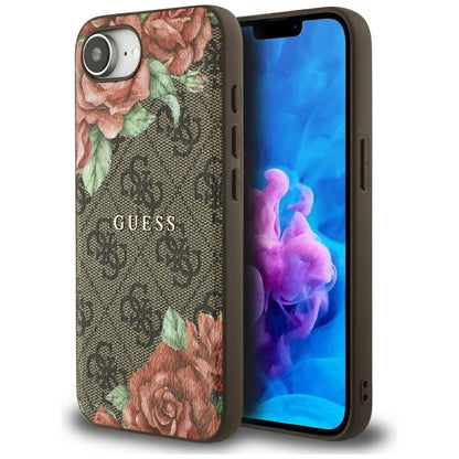 MagSafe hoesje voor Apple iPhone 16e, Guess, 4G Flowers Print, Bruin