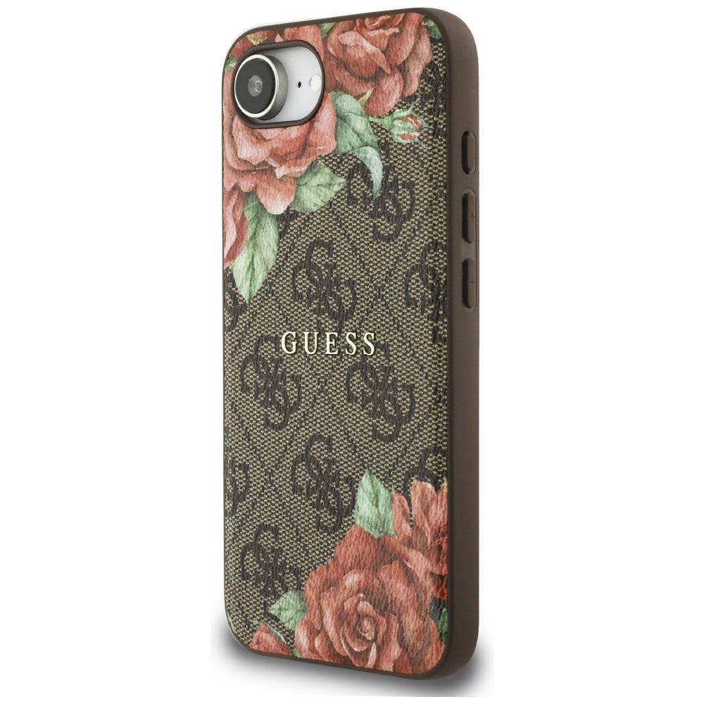 MagSafe hoesje voor Apple iPhone 16e, Guess, 4G Flowers Print, Bruin