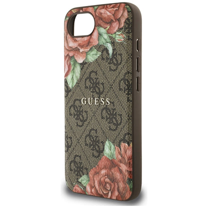 MagSafe hoesje voor Apple iPhone 16e, Guess, 4G Flowers Print, Bruin