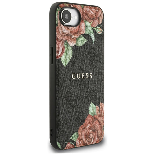 MagSafe hoesje voor Apple iPhone 16e, Guess, 4G Flowers Print, Zwart