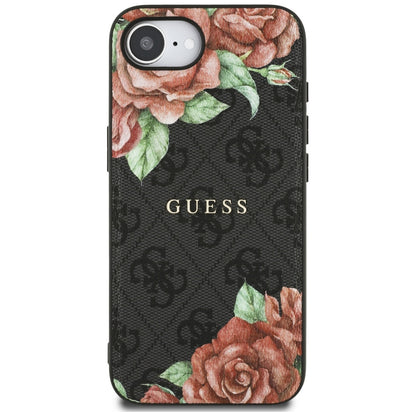 MagSafe hoesje voor Apple iPhone 16e, Guess, 4G Flowers Print, Zwart