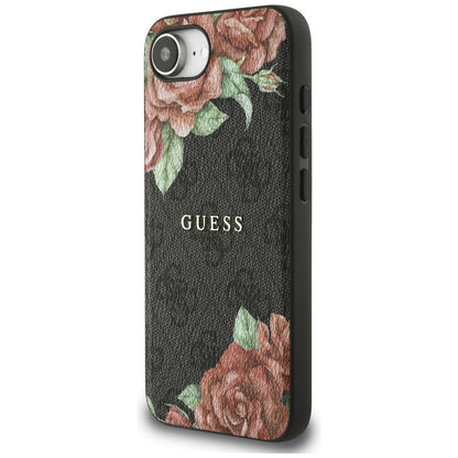 MagSafe hoesje voor Apple iPhone 16e, Guess, 4G Flowers Print, Zwart