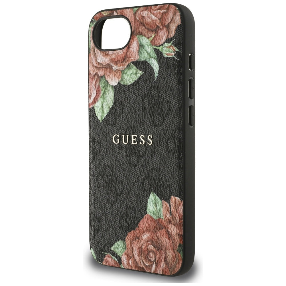 MagSafe hoesje voor Apple iPhone 16e, Guess, 4G Flowers Print, Zwart