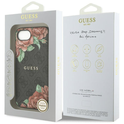 MagSafe hoesje voor Apple iPhone 16e, Guess, 4G Flowers Print, Zwart