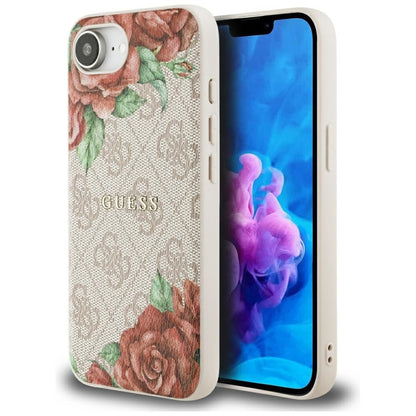 MagSafe hoesje voor Apple iPhone 16e, Guess, 4G Flowers Print, Roze