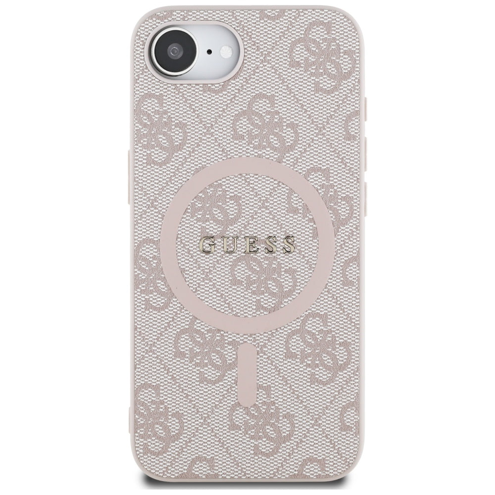 MagSafe hoesje voor Apple iPhone 16e, Guess, 4G Ring Classic Logo, Roze