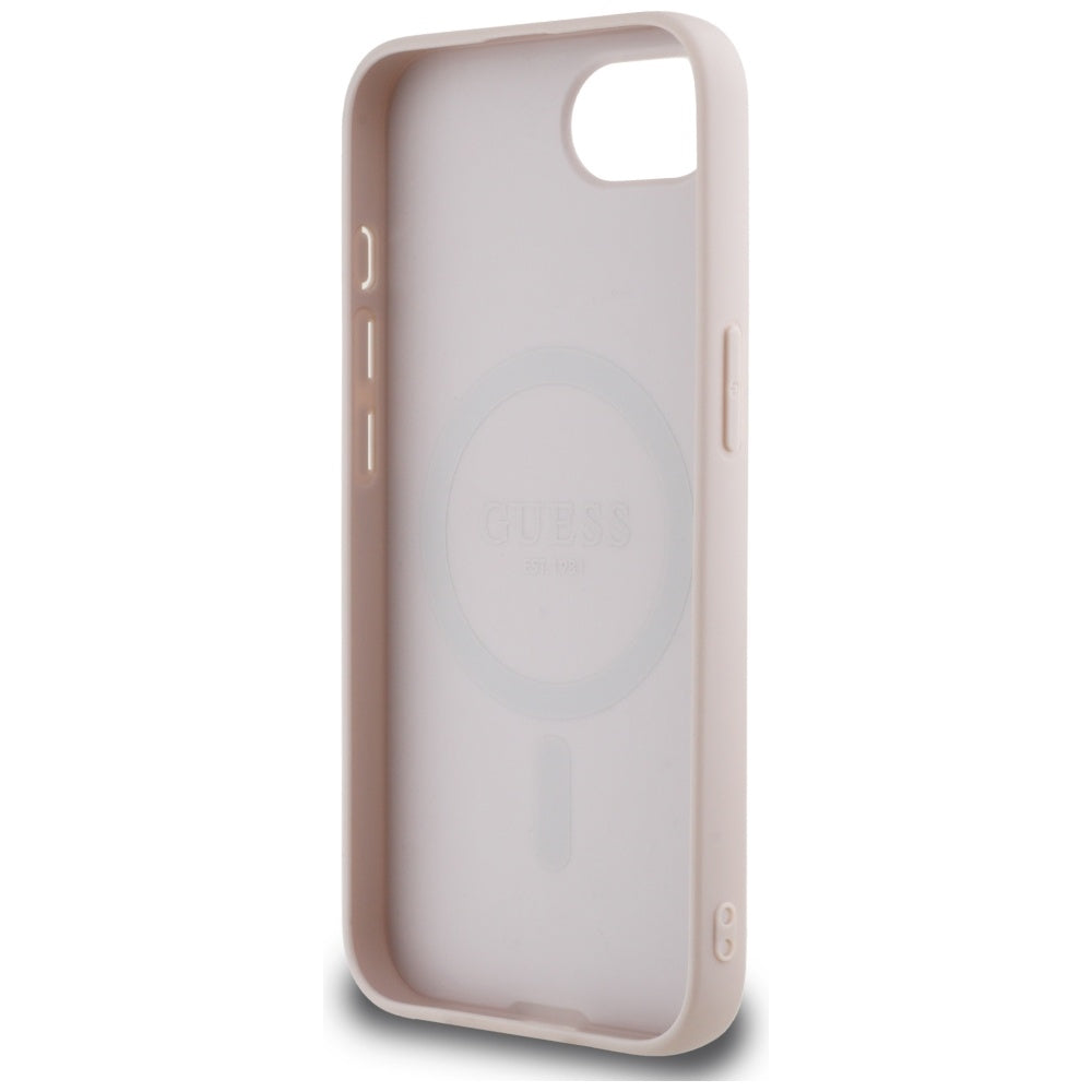 MagSafe hoesje voor Apple iPhone 16e, Guess, 4G Ring Classic Logo, Roze