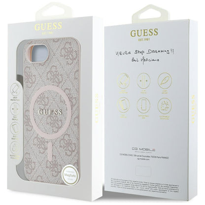 MagSafe hoesje voor Apple iPhone 16e, Guess, 4G Ring Classic Logo, Roze