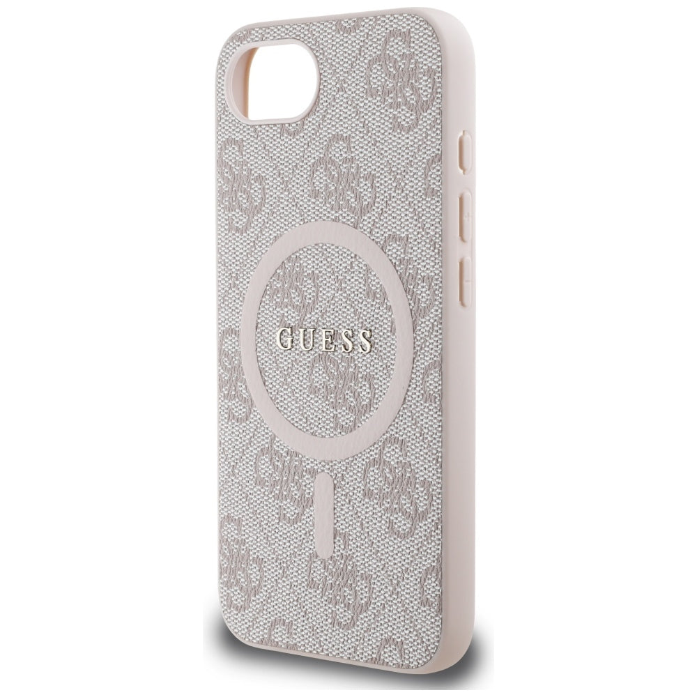 MagSafe hoesje voor Apple iPhone 16e, Guess, 4G Ring Classic Logo, Roze