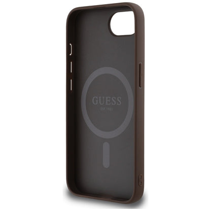 MagSafe hoesje voor Apple iPhone 16e, Guess, 4G Ring Triangle Logo, Bruin