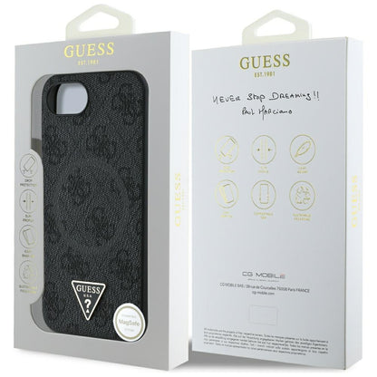 MagSafe hoesje voor Apple iPhone 16e, Guess, 4G Ring Triangle Logo, Zwart