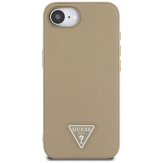 MagSafe hoesje voor Apple iPhone 16e, Guess, Grained Triangle Logo, Bruin