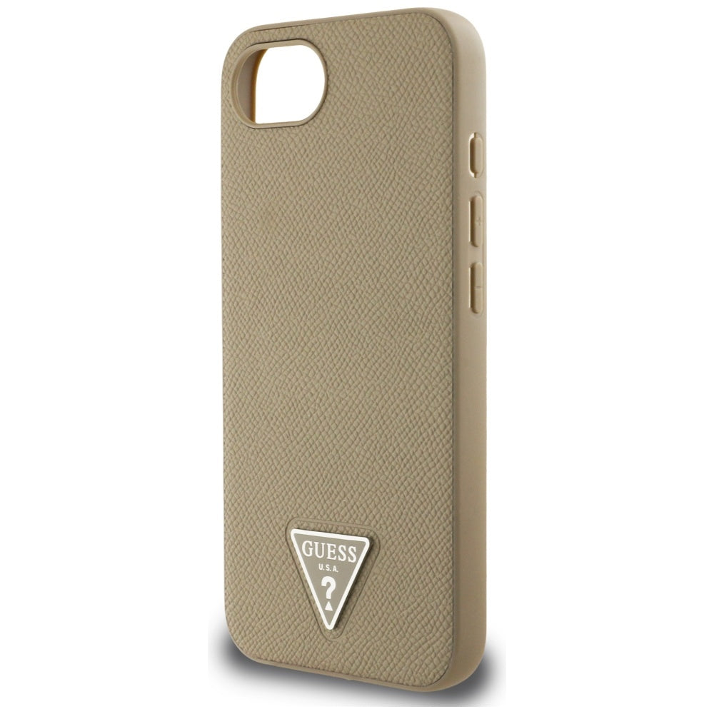 MagSafe hoesje voor Apple iPhone 16e, Guess, Grained Triangle Logo, Bruin