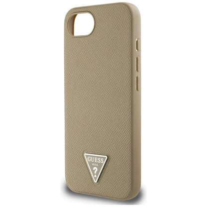 MagSafe hoesje voor Apple iPhone 16e, Guess, Grained Triangle Logo, Bruin
