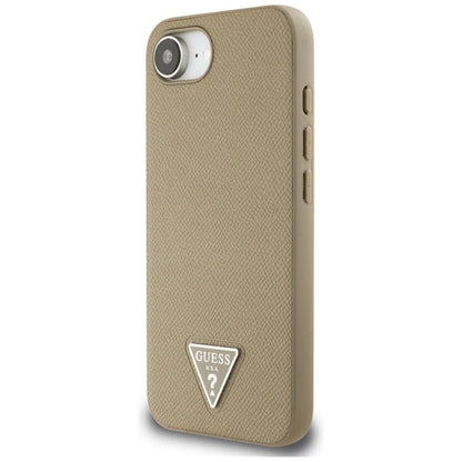 MagSafe hoesje voor Apple iPhone 16e, Guess, Grained Triangle Logo, Bruin