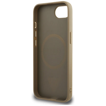 MagSafe hoesje voor Apple iPhone 16e, Guess, Grained Triangle Logo, Bruin