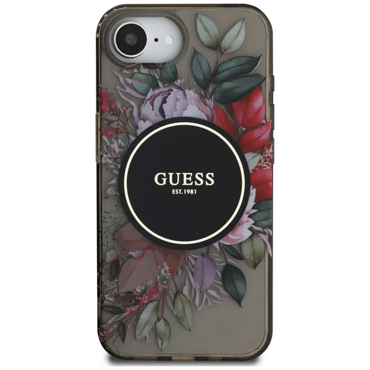 MagSafe hoes voor Apple iPhone 16e, Guess, IML Flowers, Zwart
