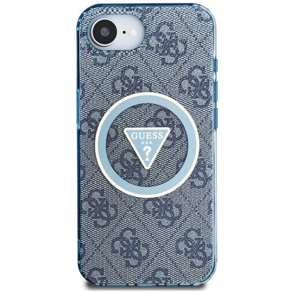 MagSafe hoesje voor Apple iPhone 16e, Guess, IML Glitter 4G Circle Triangle, Blauw