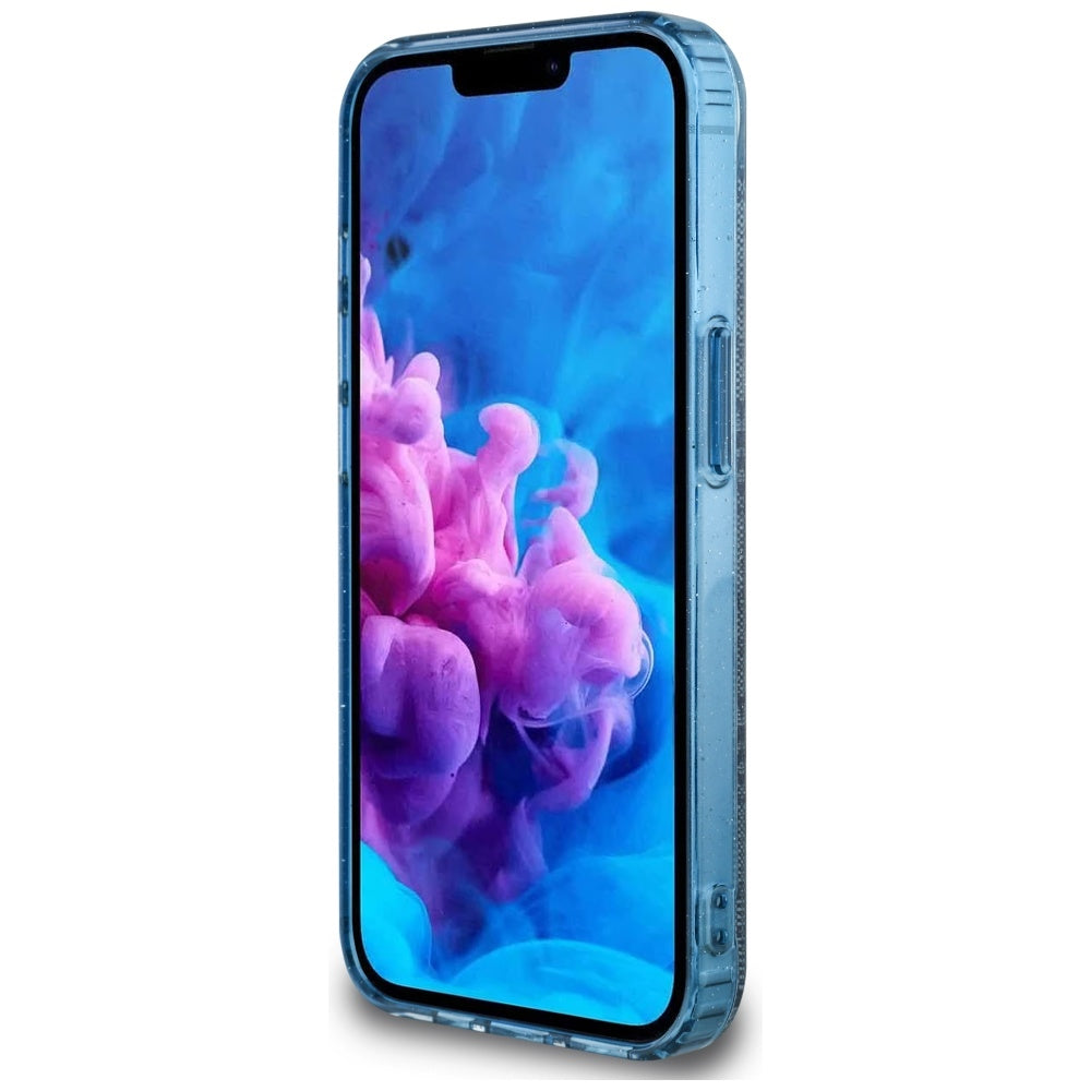 MagSafe hoesje voor Apple iPhone 16e, Guess, IML Glitter 4G Circle Triangle, Blauw