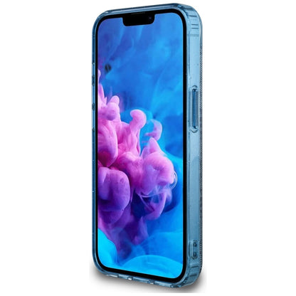 MagSafe hoesje voor Apple iPhone 16e, Guess, IML Glitter 4G Circle Triangle, Blauw