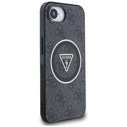 MagSafe hoesje voor Apple iPhone 16e, Guess, IML Glitter 4G Circle Triangle, Zwart