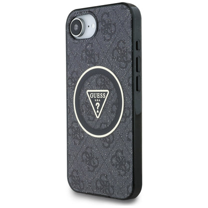 MagSafe hoesje voor Apple iPhone 16e, Guess, IML Glitter 4G Circle Triangle, Zwart