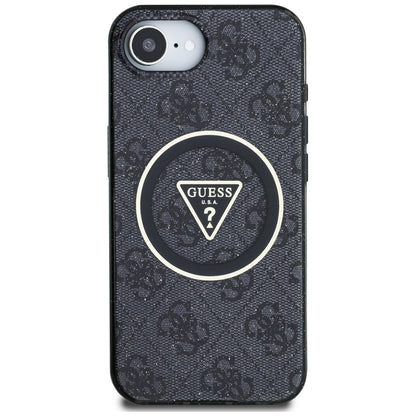 MagSafe hoesje voor Apple iPhone 16e, Guess, IML Glitter 4G Circle Triangle, Zwart