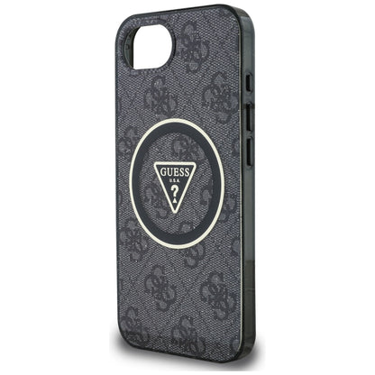 MagSafe hoesje voor Apple iPhone 16e, Guess, IML Glitter 4G Circle Triangle, Zwart