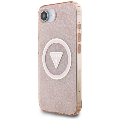 MagSafe hoesje voor Apple iPhone 16e, Guess, IML Glitter 4G Circle Triangle, Roze