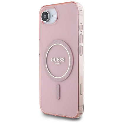 MagSafe hoesje voor Apple iPhone 16e, Guess, IML Glitter Circle, Roze